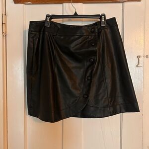 ELOQUII faux leather snap wrap skirt